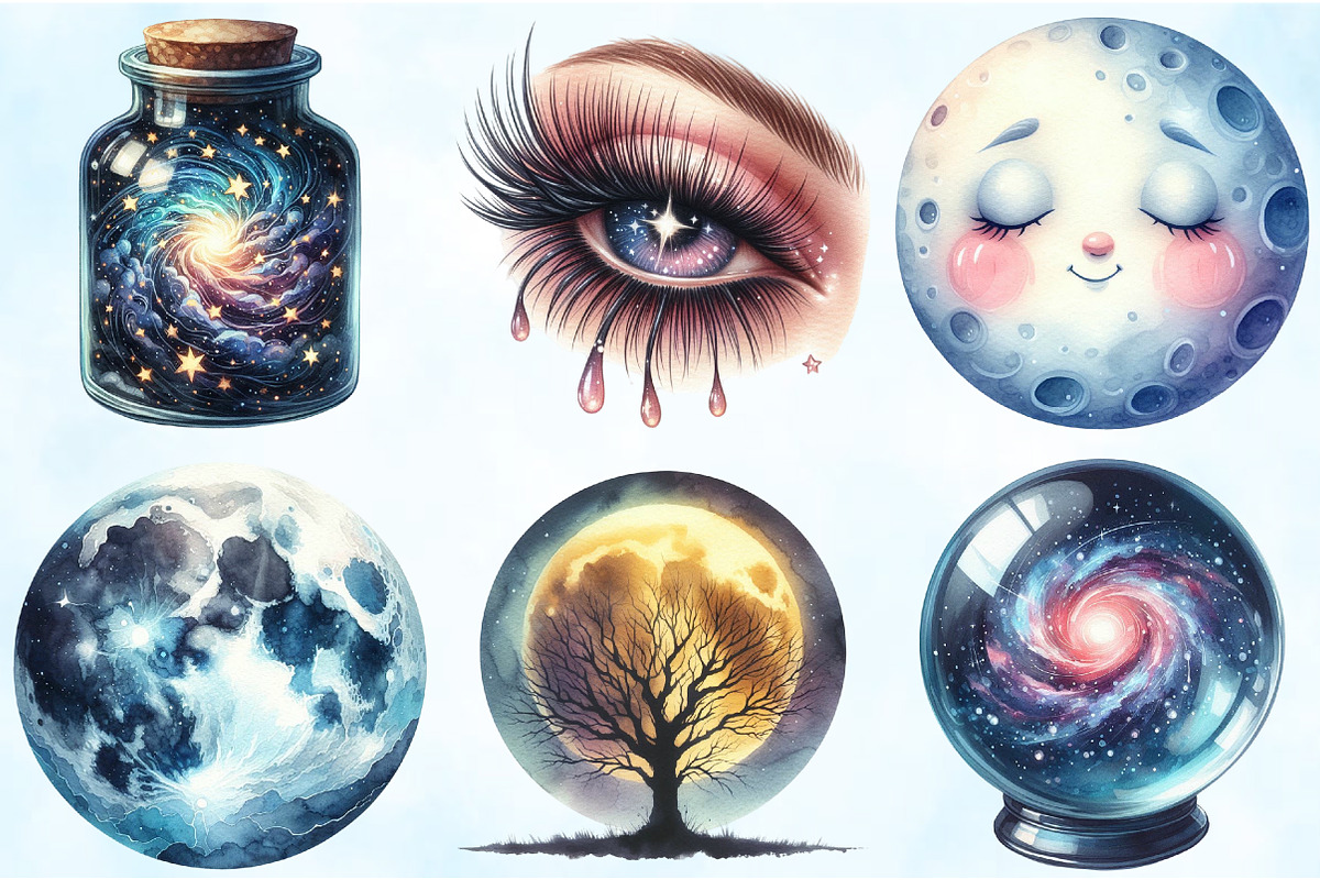 Watercolor Night Time Clipart, an Illustration by Craft Nest (Photo 4 of 6)