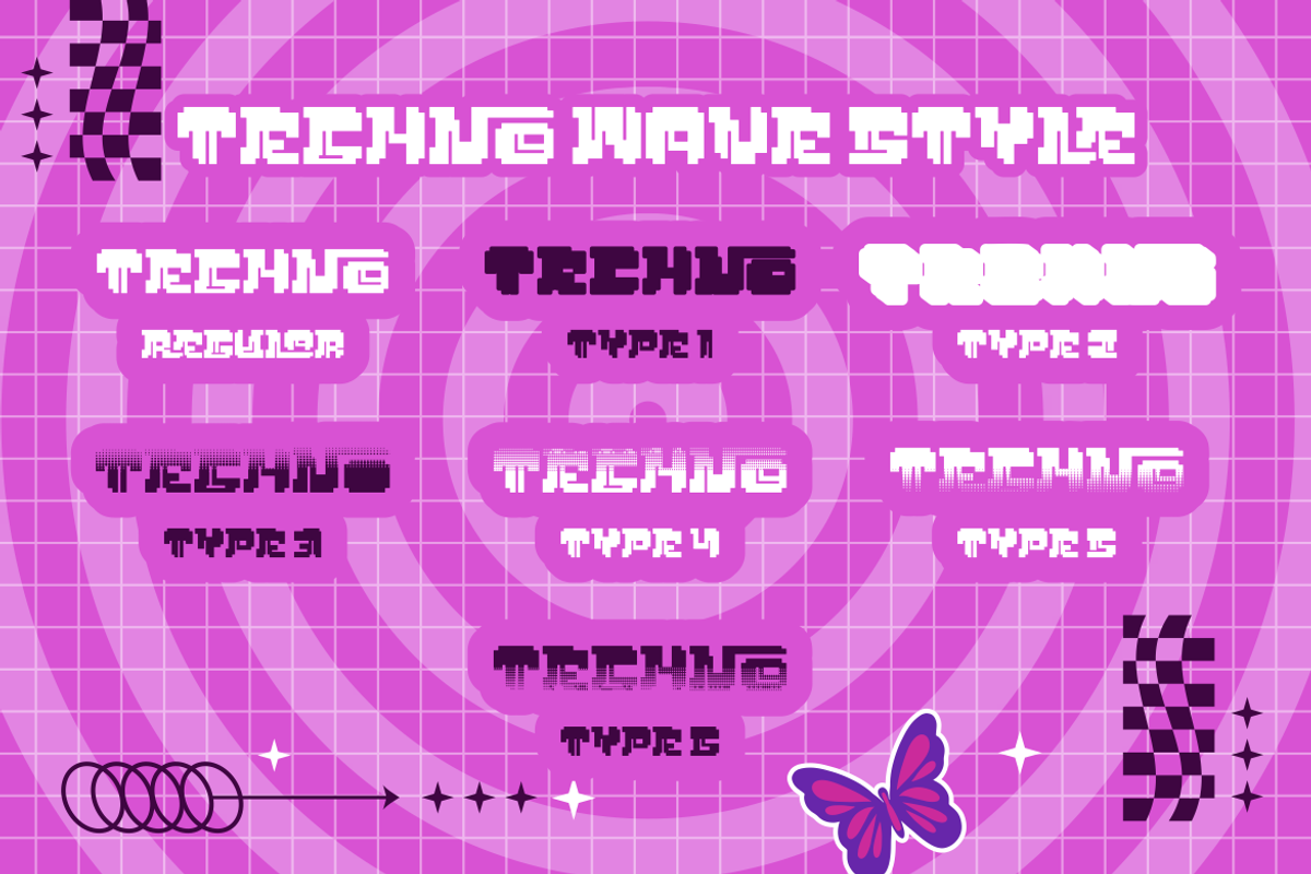 Techno Wave - Y2k Style Font, a Font by PutraCetol Studio (Photo 10 of 11)
