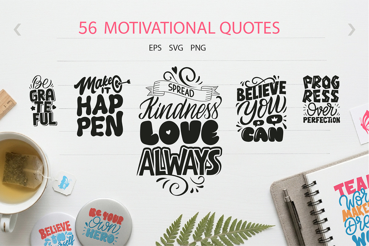 Handwritten Motivational Quote Set, an Object Graphic by Lettering_Logo (Photo 1 of 16)