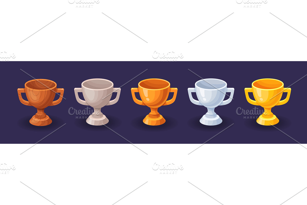 Game trophy cups ui. Winner trophies, an Illustration by Stock-Smart-Start
