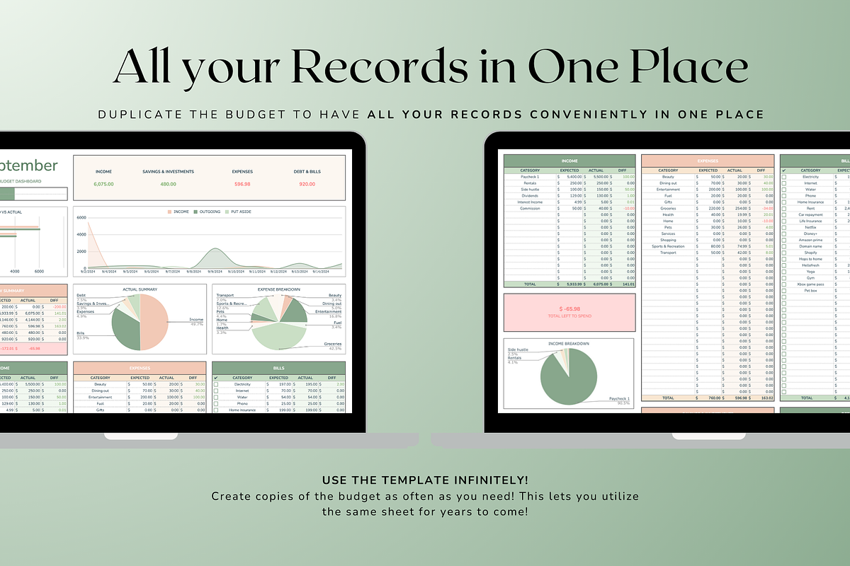 Simple Biweekly Budget - Green, a Templates & Theme by The Creative Plans co (Photo 8 of 10)