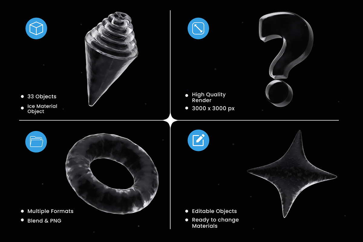 3D Ice Material Icons, an Object 3D Model by Azam Creative (Photo 2 of 5)