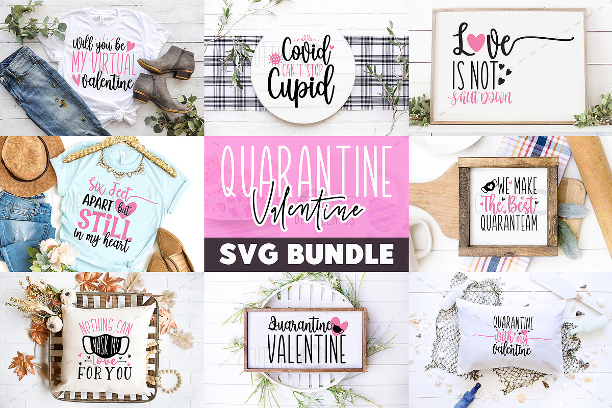 Quarantine Valentine SVG Bundle, an Illustration by DESIGNAVO (Photo 1 of 10)