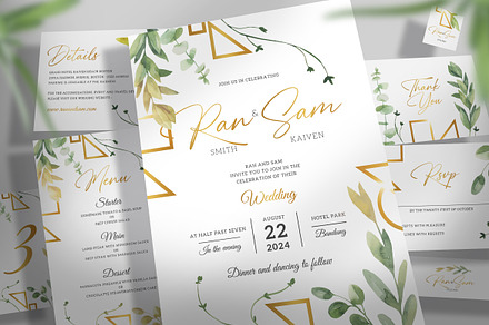 Geometric Wedding Invitation Set, an Invitation Template by Aarley Kaiven