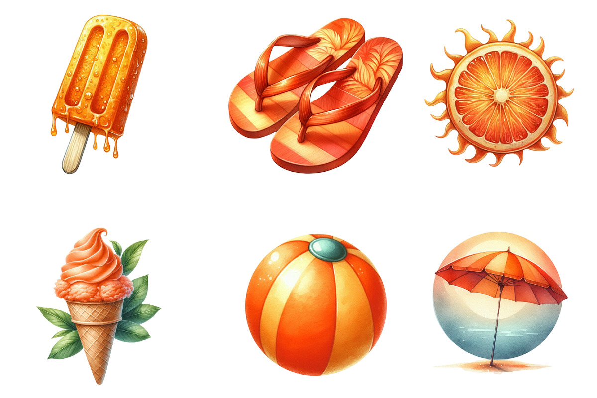 Watercolor Summer Orange PNG, an Illustration by SinaCreation (Photo 3 of 5)