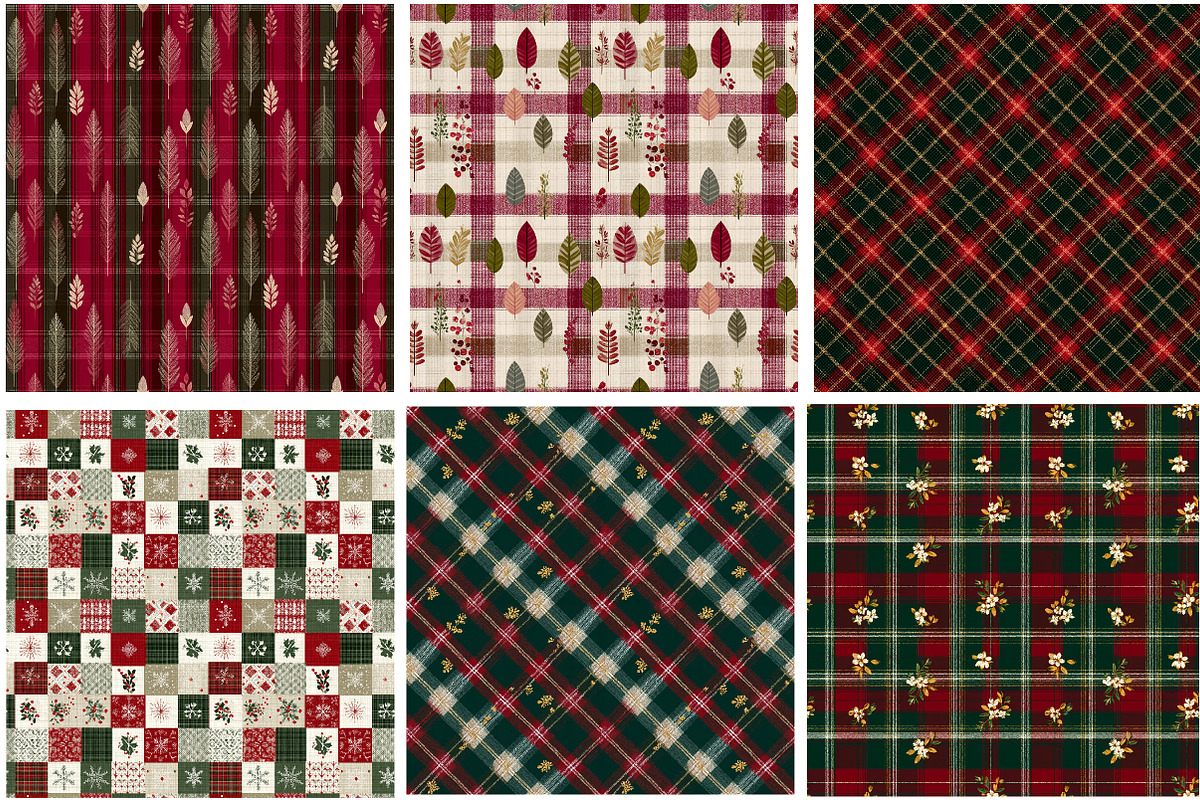 Christmas Plaid Digital Paper,, an Illustration by Designking (Photo 2 of 4)