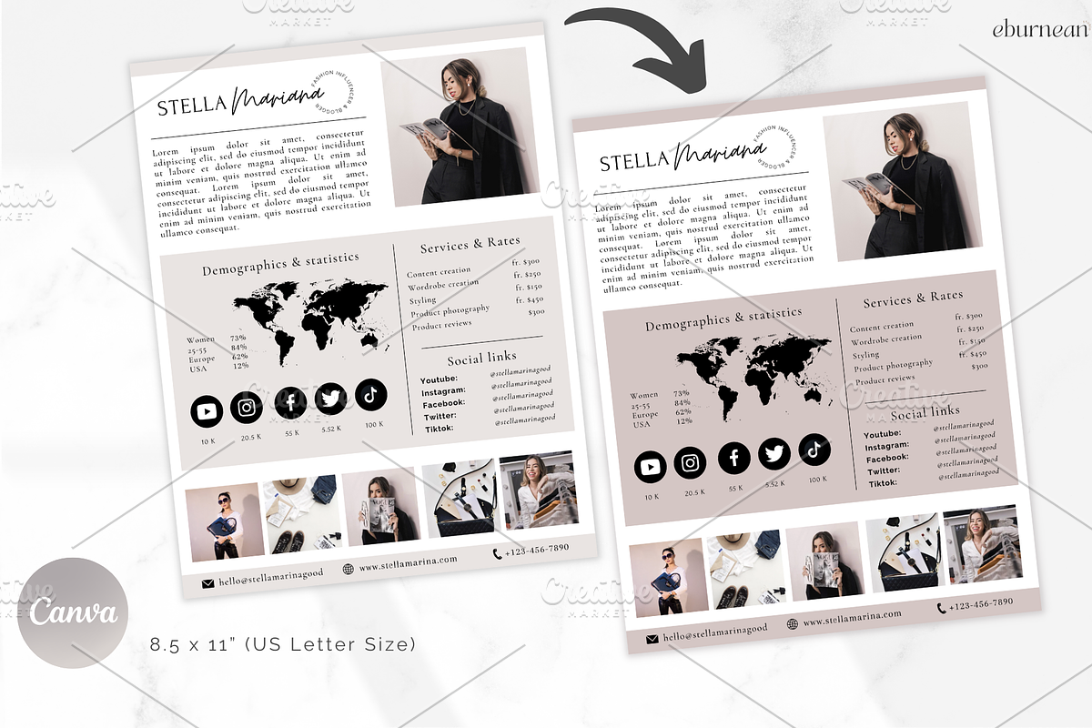 Influencer Media Kit Template Canva, a Flyer Template by Studio Eburnean (Photo 2 of 3)