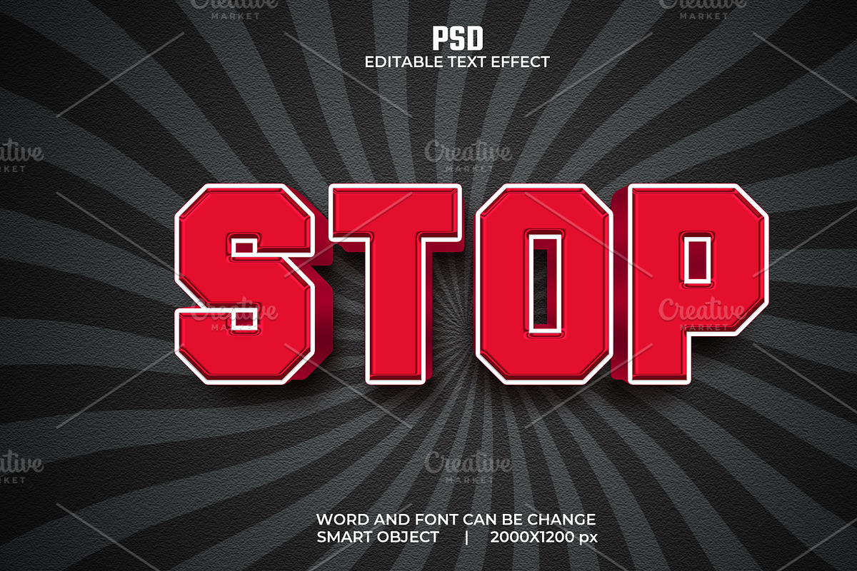Stop Red 3d Editable Psd Text Effect, a Layer Style Add-On by bdrobin (Photo 2 of 2)