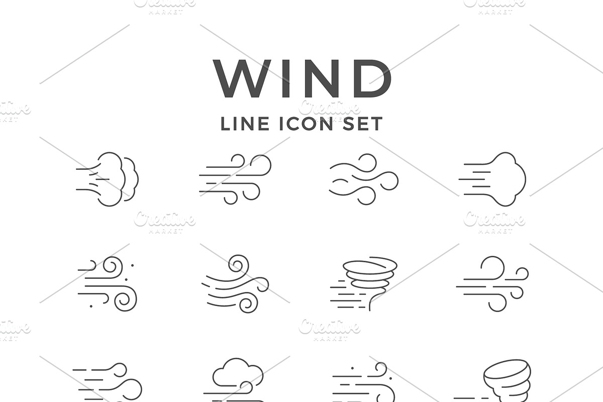 Set line icons of wind, an Outline Icon by motorama (Photo 1 of 2)