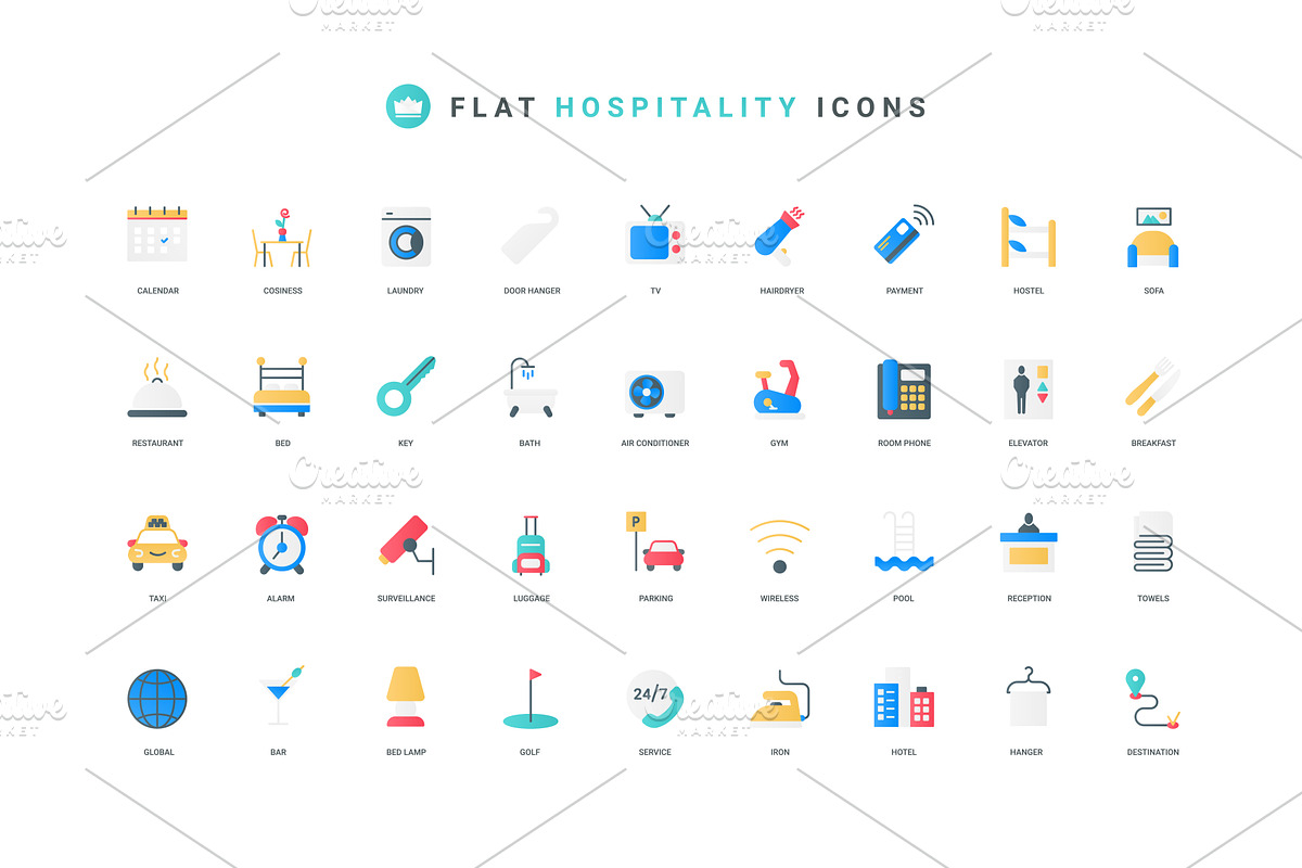 Hotel hospitality icons, an Object Illustration by Lemberg Vector