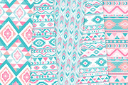 Pink & Teal Aztec Digital Paper, a Pattern Graphic by Avenie Digital (Thumbnail 4 of 4)