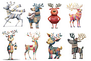 Whimsical Patchwork Reindeer Clipart, an Illustration by Designworld (Thumbnail 2 of 5)