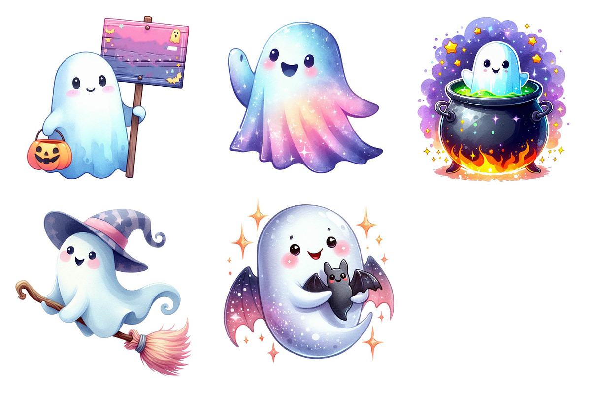 Cute Halloween Ghost Clipart PNG, an Illustration by Dream Creation (Photo 6 of 6)