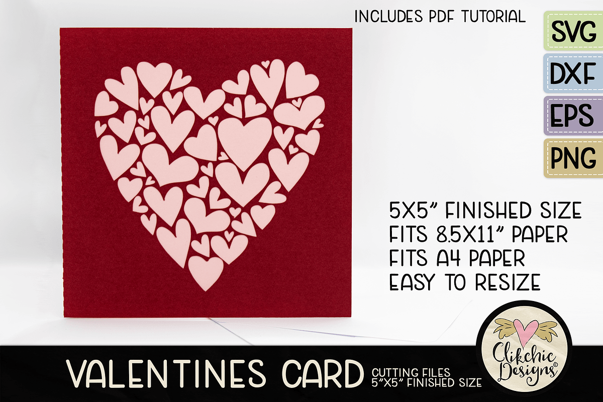 Heart SVG Card Cut File, an Invitation Template by Clikchic Designs (Photo 1 of 6)