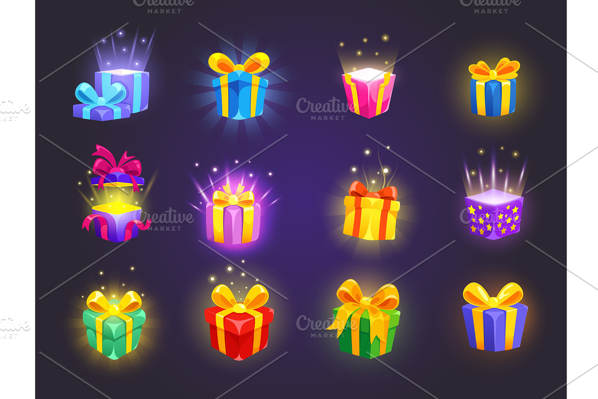Cartoon game giftboxes. Gift boxes, an Object Illustration by Stock-Smart-Start