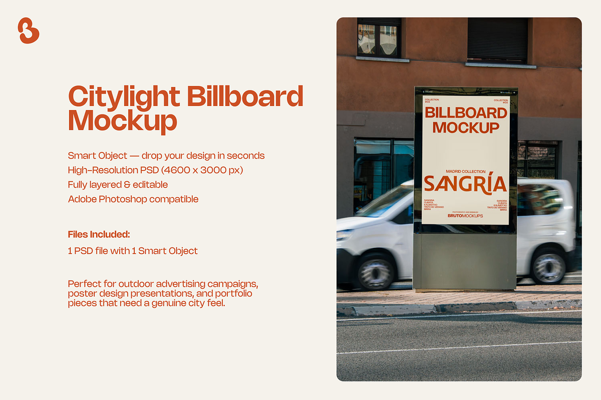Citylight Billboard Mockup PSD, an Advertising Mockup by Bruto Mockups (Photo 2 of 3)