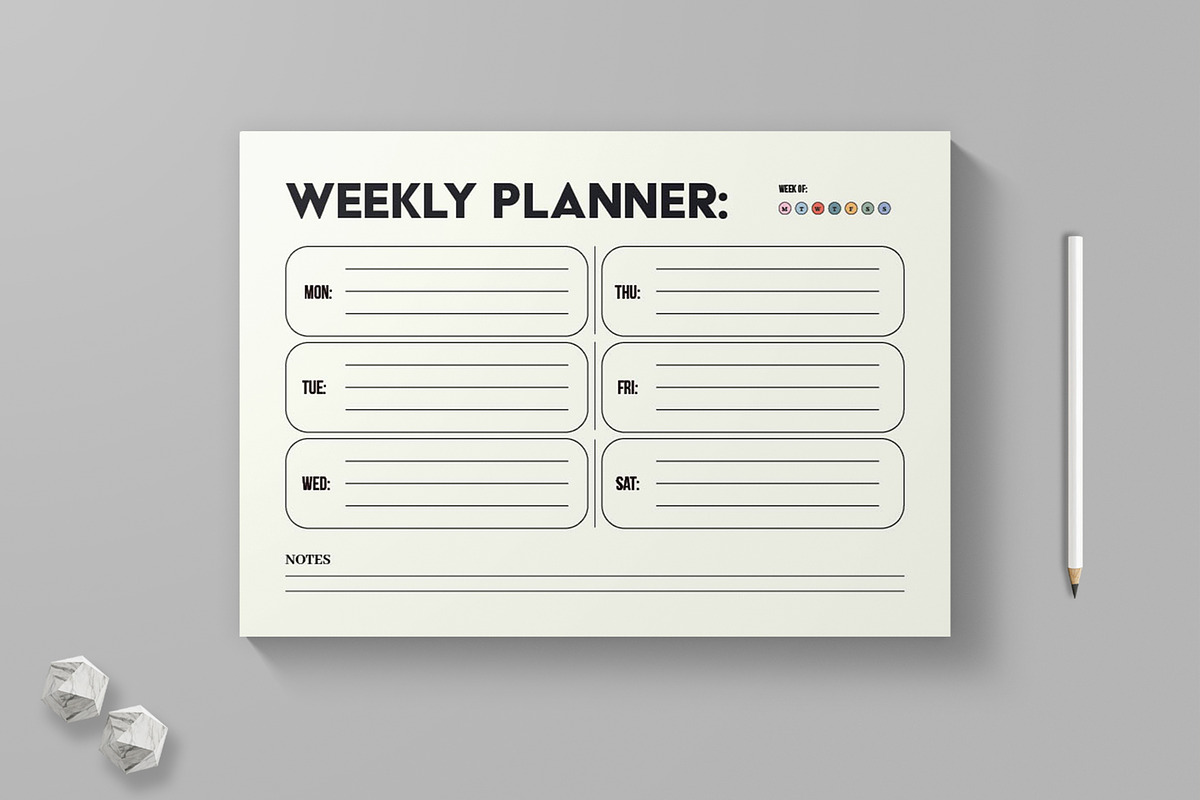 Clean Weekly Planner Template Design, a Stationery Template by MightyDesign (Photo 1 of 6)