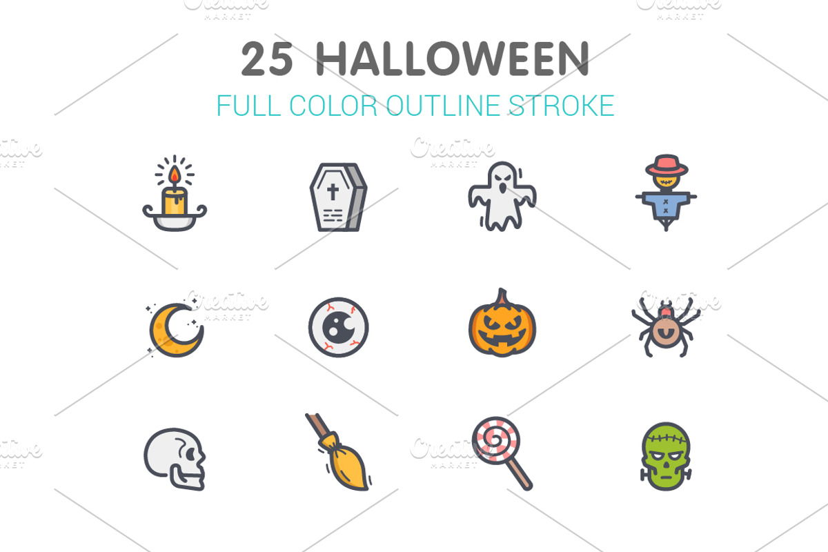 Halloween Line with Color Icons, an Outline Icon by WORAKAMON Design Studio (Photo 1 of 3)