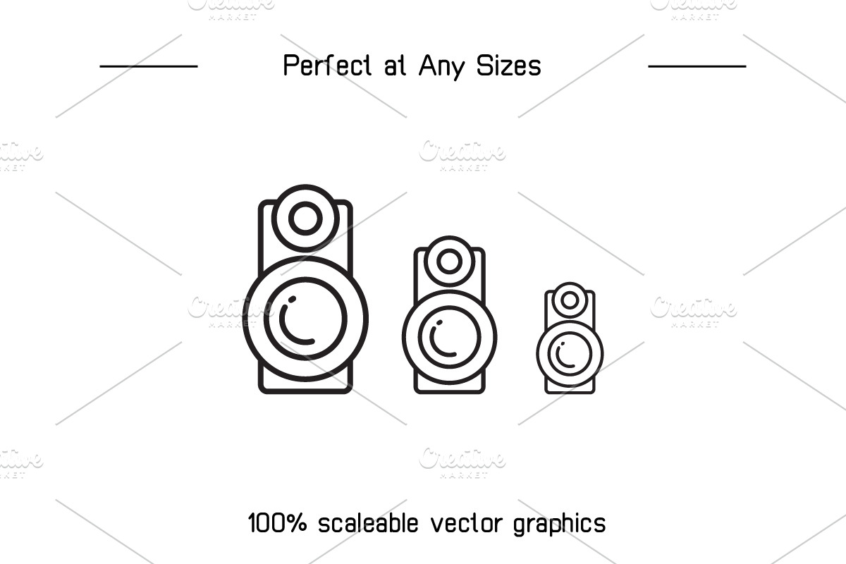 Set of Loudspeaker Icons Vector, an Outline Icon by Designfour (Photo 7 of 7)