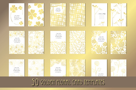 50 Golden Floral Card Templates, a Card Template by Sunset&Sea Design