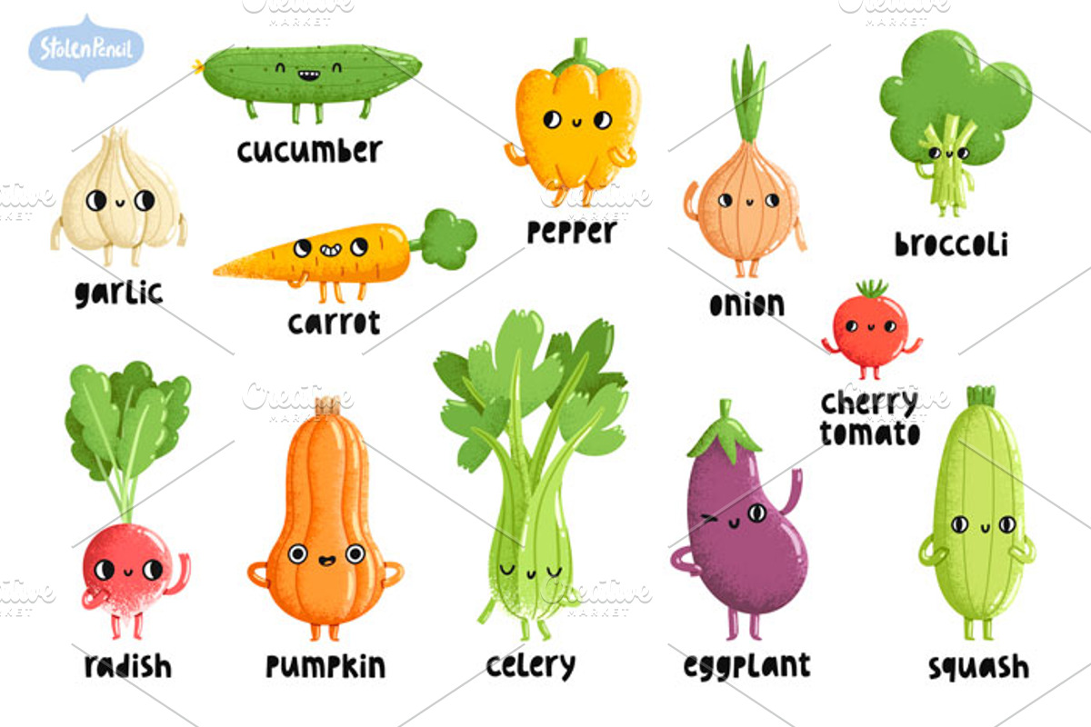 Veggie characters set, a Food Illustration by Stolenpencil (Photo 2 of 2)