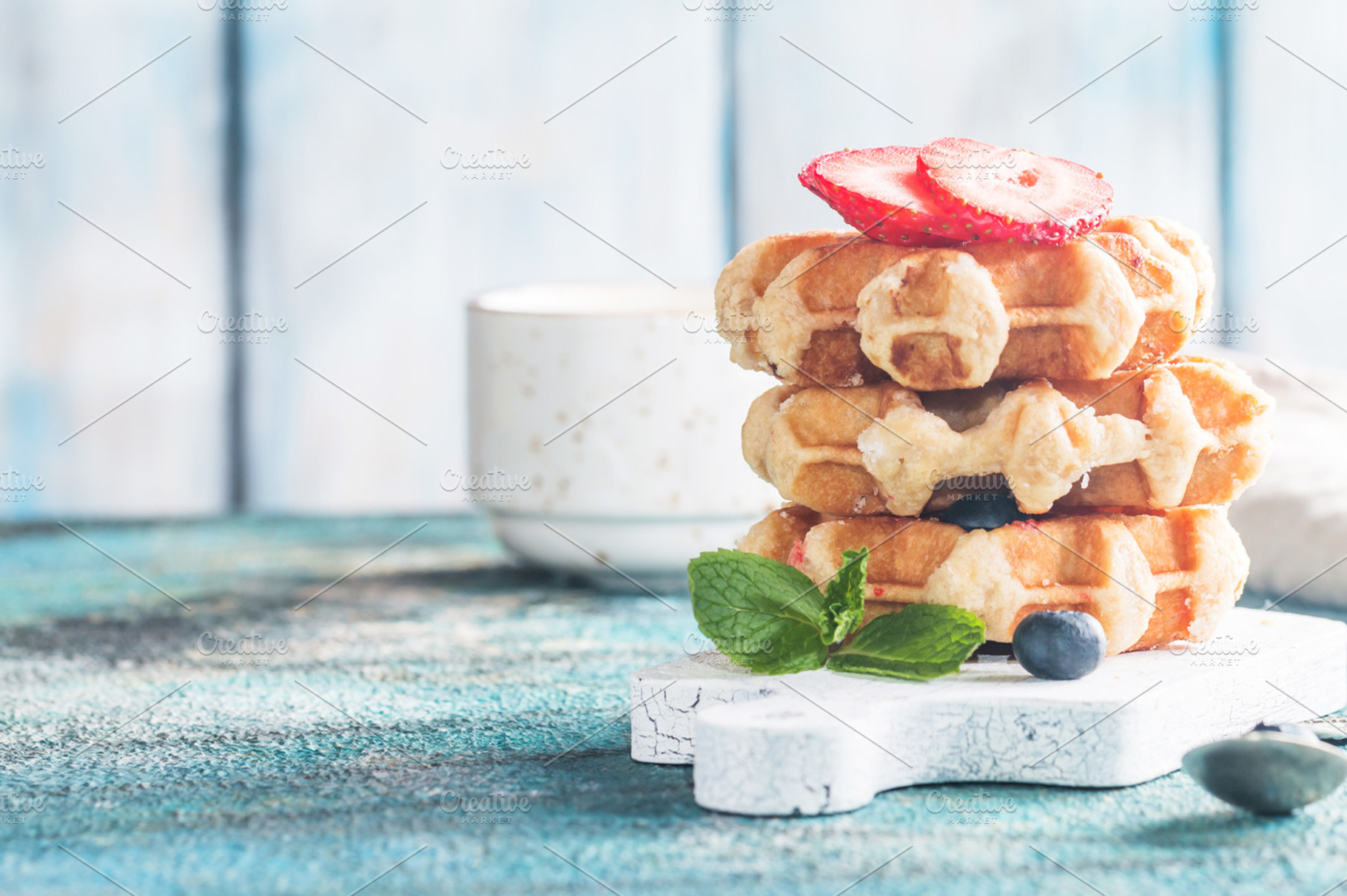 Homemade belgian waffles stock photo containing baked and belgian, a Food & Drink Photo by piter.goskov