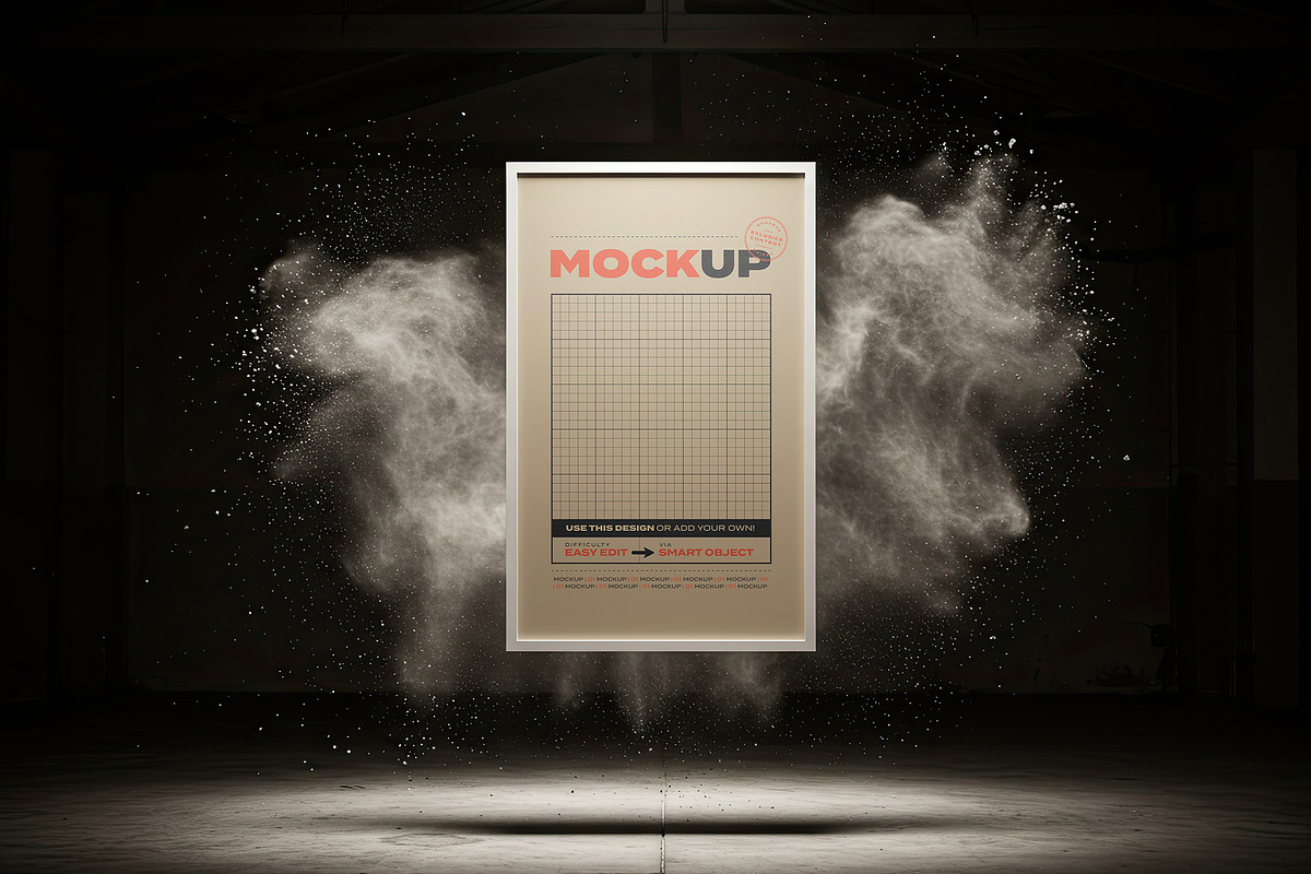 Floating Poster Mockups with Dust, a Mockup by Luuqas Design (Photo 6 of 8)