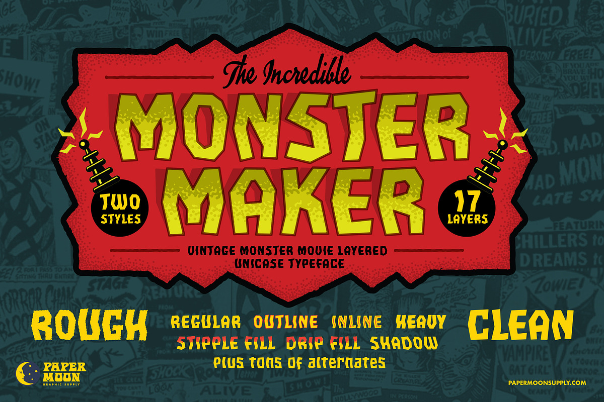 PM Monster Maker Type System, a Sans Serif Font by Paper Moon Graphic Supply (Photo 1 of 11)
