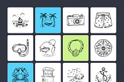 Tropical, Beach, and Ocean Doodles, an Outline Icon by Brickclay (Thumbnail 9 of 9)