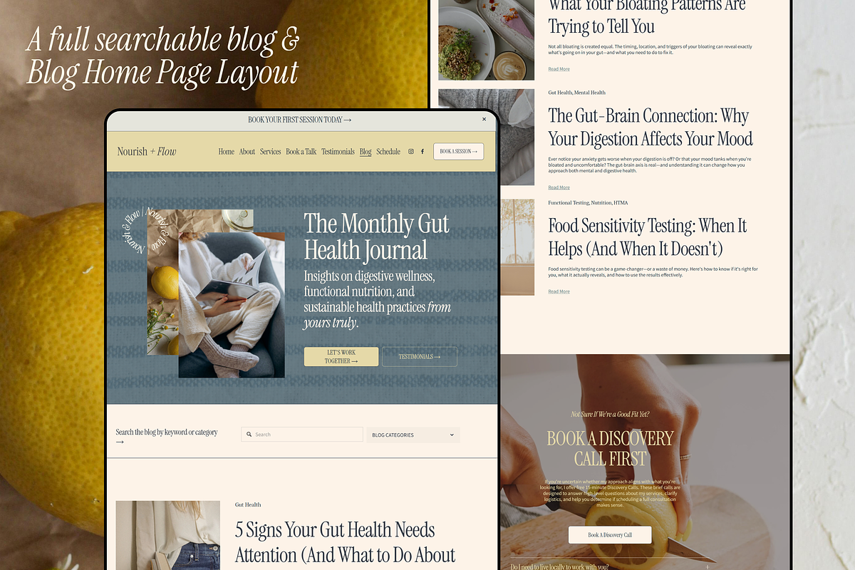 Nourish + Flow Nutritionist Website, a Squarespace Template by Solana Creative Co. (Photo 7 of 13)