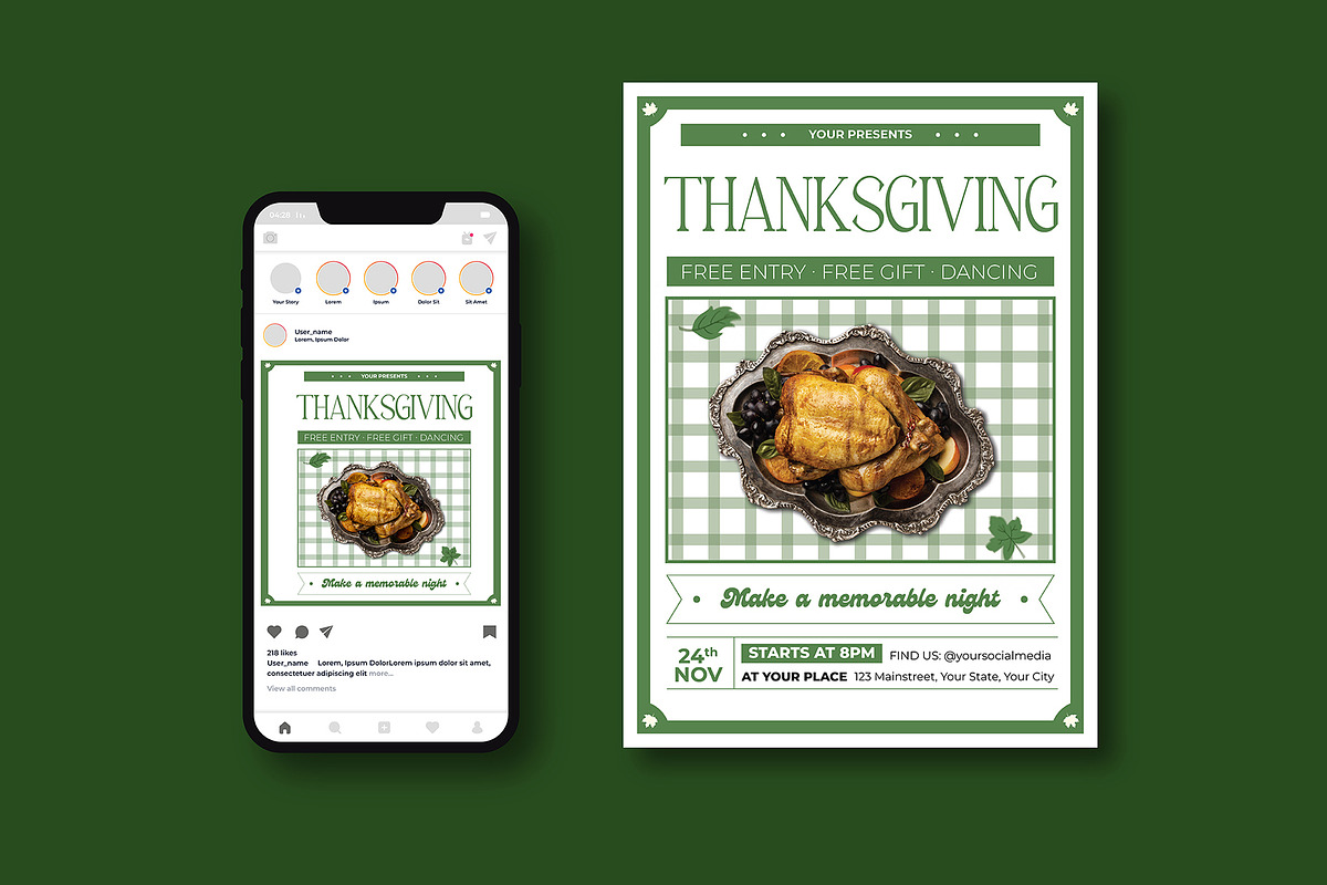 Thanksgiving Party Flyer, a Flyer Template by iDoodle Studio