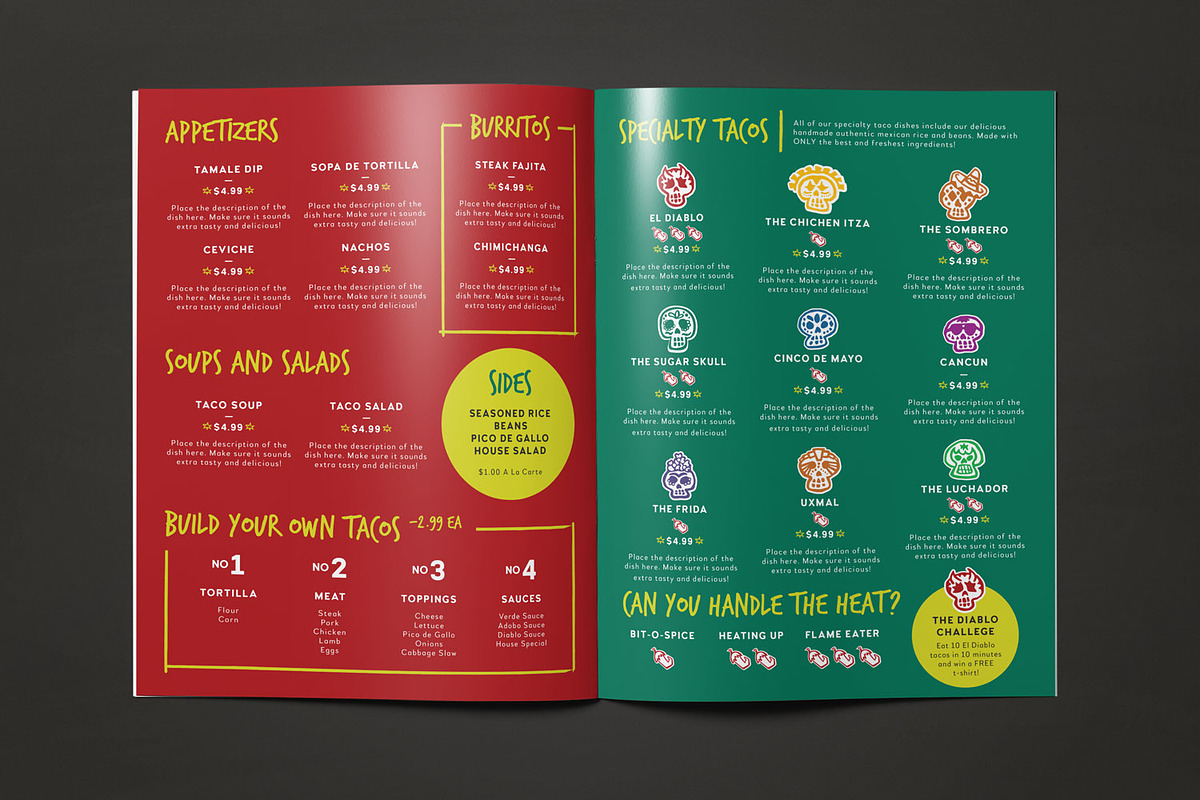Sugar Skull Restaurant Bundle, a Brochure Template by Hues of Hodges (Photo 3 of 7)