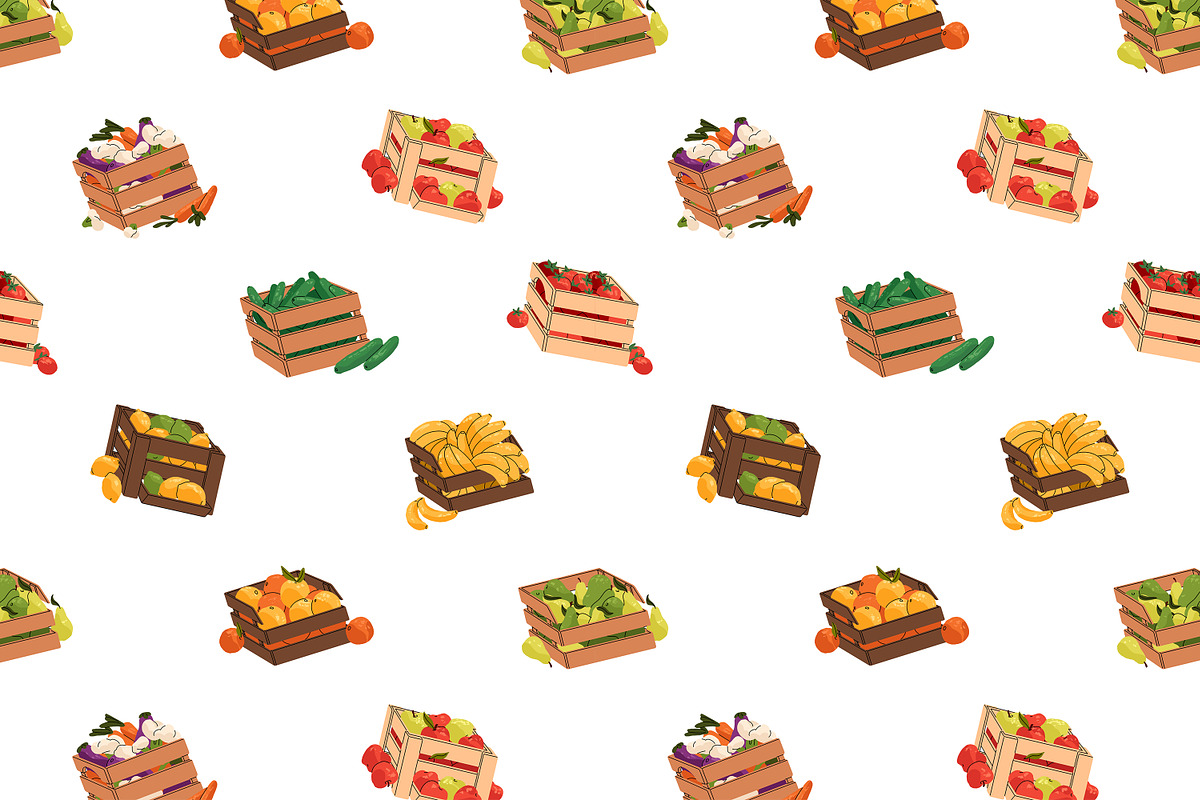 Fruit & vegetables boxes set, banner, a Food Illustration by PaperTrident (Photo 13 of 13)