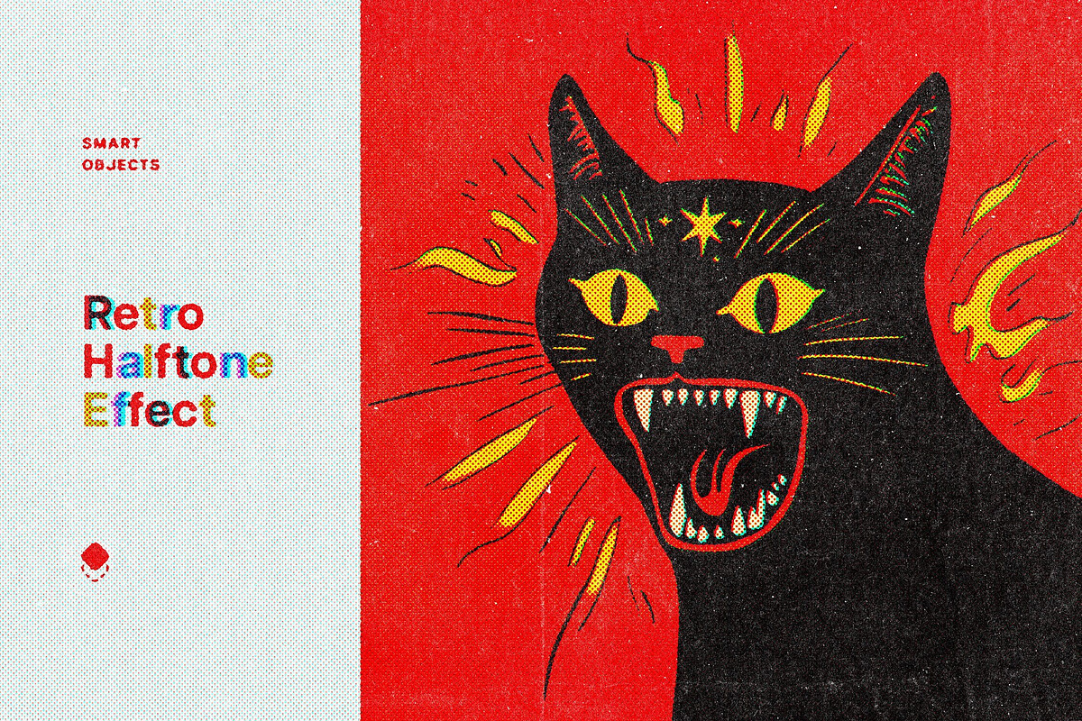 Retro Halftone Printer Design Effect, a Layer Style Add-On by Design Squad (Photo 1 of 7)