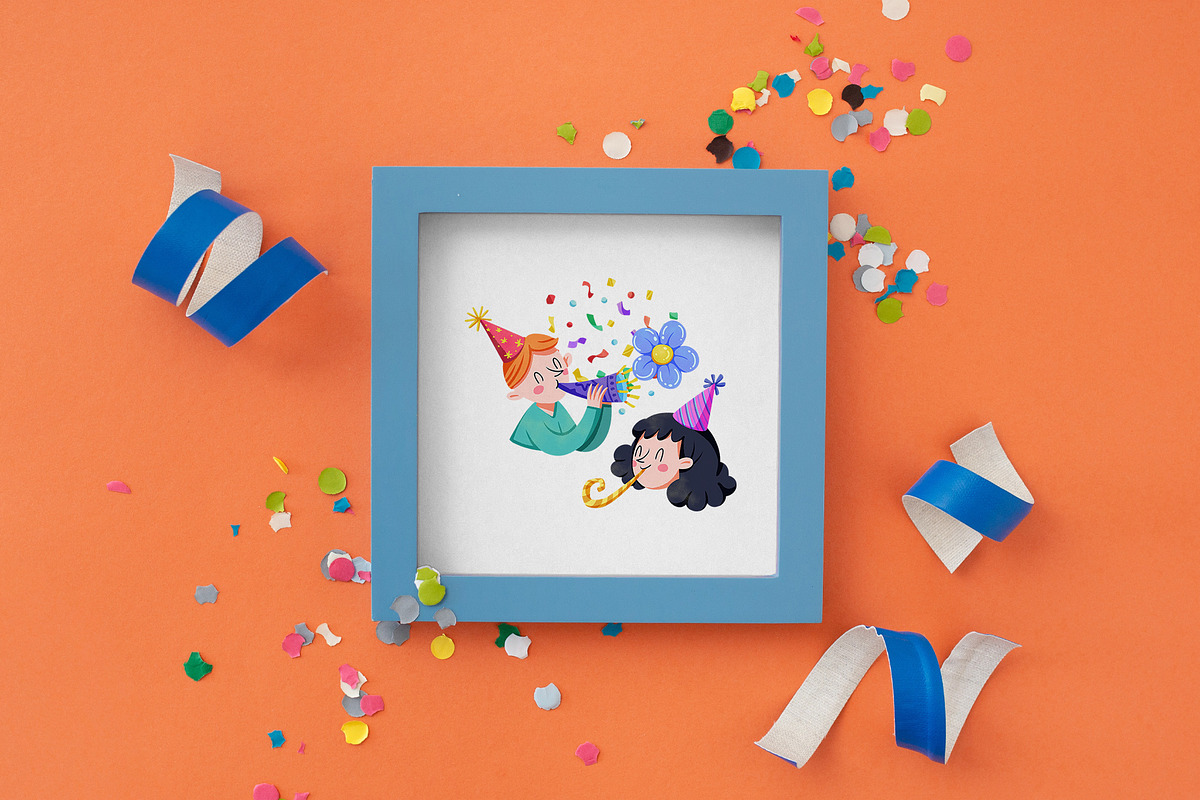 Balloon & Confetti Fun Watercolor, a Seasonal Illustration by CreativeValuation (Photo 10 of 11)