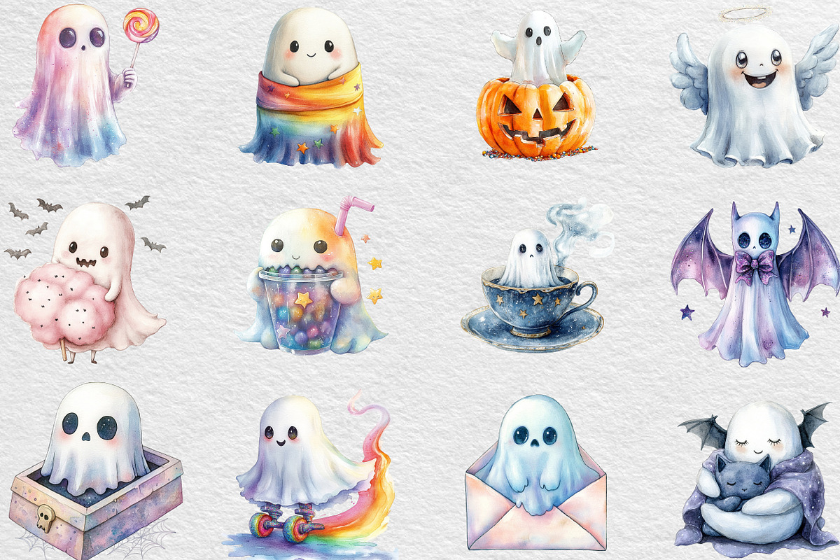 Cute Holographic Halloween Ghost, an Illustration by Black Bird Studio (Photo 5 of 6)