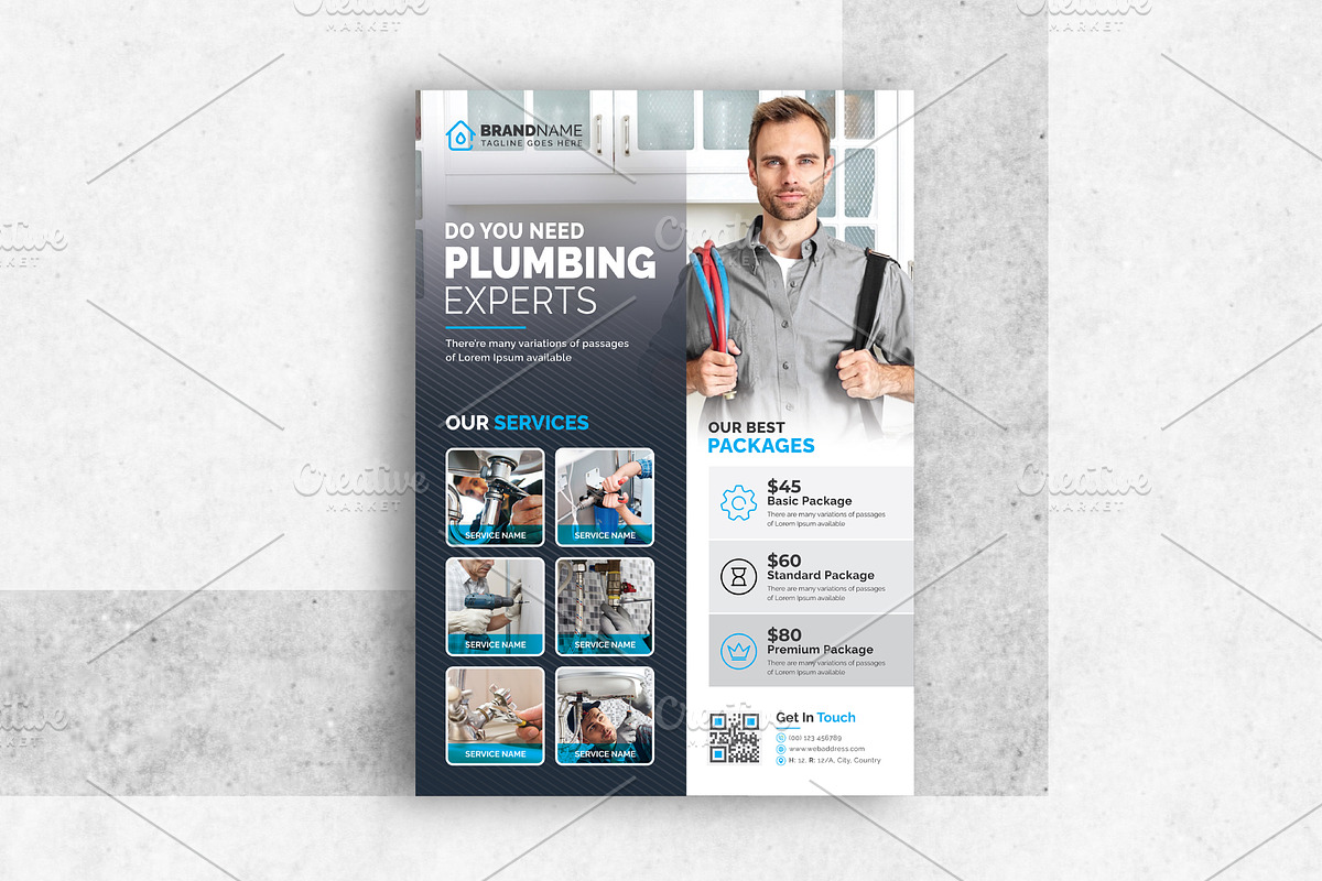 Plumbing Handyman Flyer, a Flyer Template by GraphicsBurg (Photo 2 of 4)