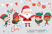 Christmas elves and Santa Claus, a Seasonal Illustration by FoxyImage (Thumbnail 1 of 2)