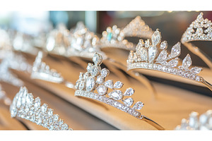 Close-up of Sparkling Jeweled Tiaras, a Beauty & Fashion Photo by Lermont51