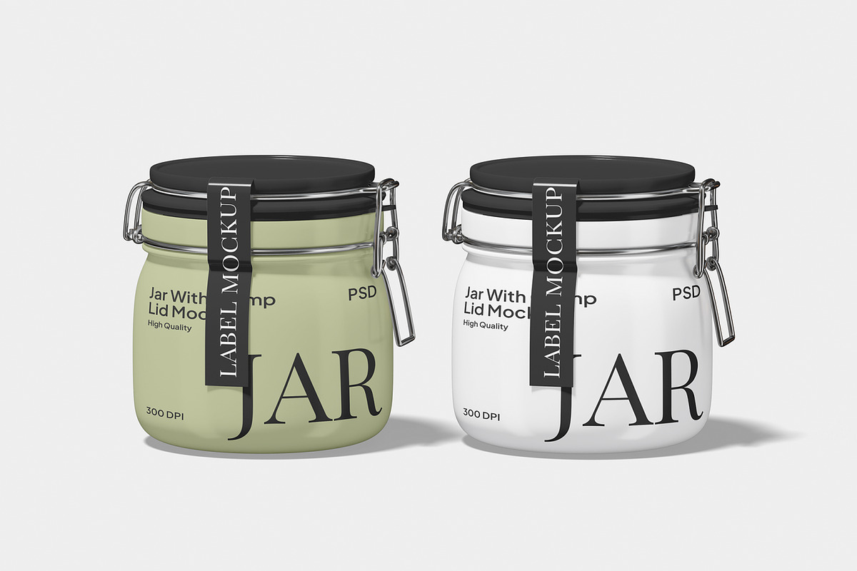 Jar With Clamp Lid Mockup, a Packaging Mockup by Unerispace (Photo 3 of 5)