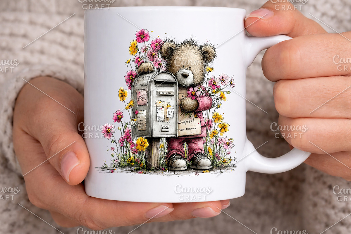Whimsical Spring Teddy Bear Clipart, an Illustration by Canvas Craft (Photo 5 of 7)