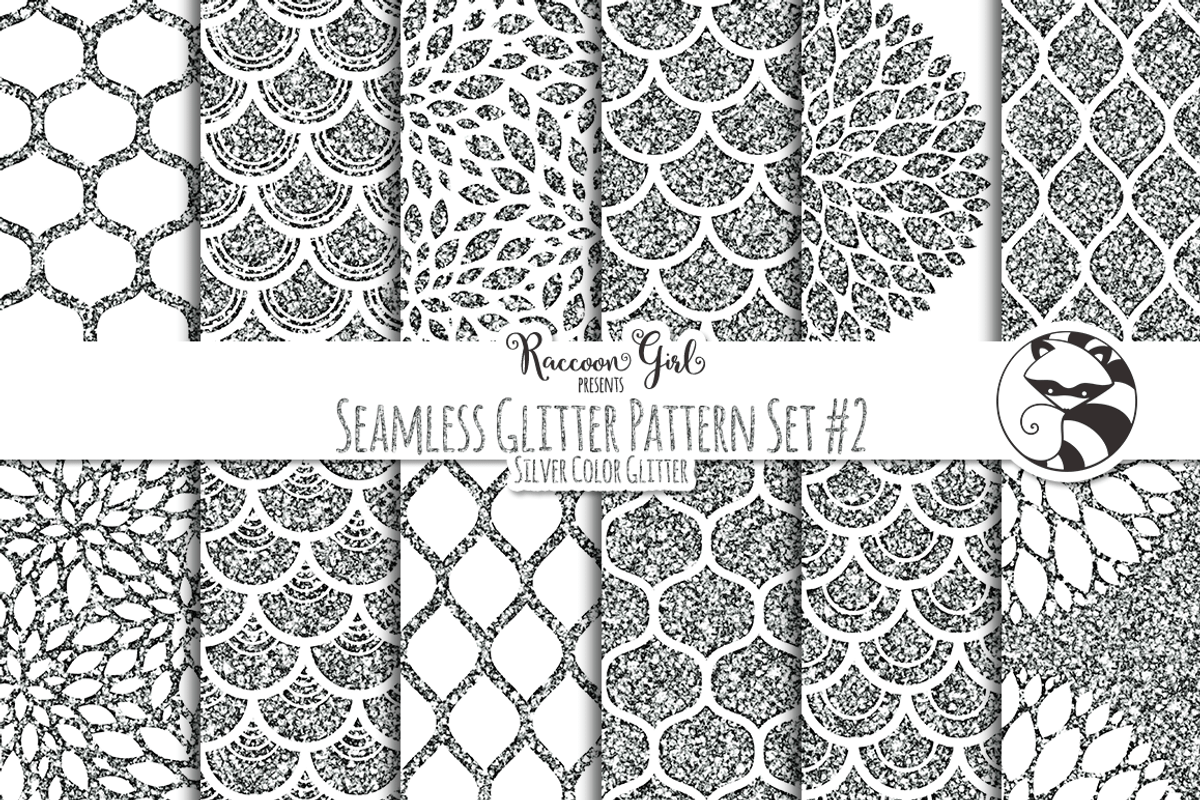 Seamless Glitter Patterns #2 Silver, a Pattern Graphic by RaccoonGirl Design (Photo 1 of 3)