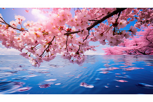 pink cherry spring background ai, a Nature Photo by pikepicture