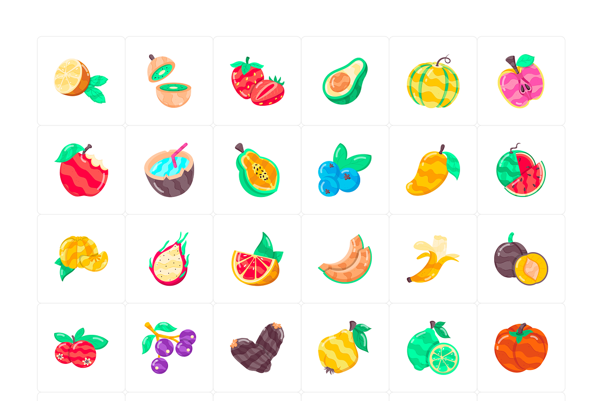 Flat Fruit Stickers, a Duotone Icon by Vectors Market (Photo 5 of 6)