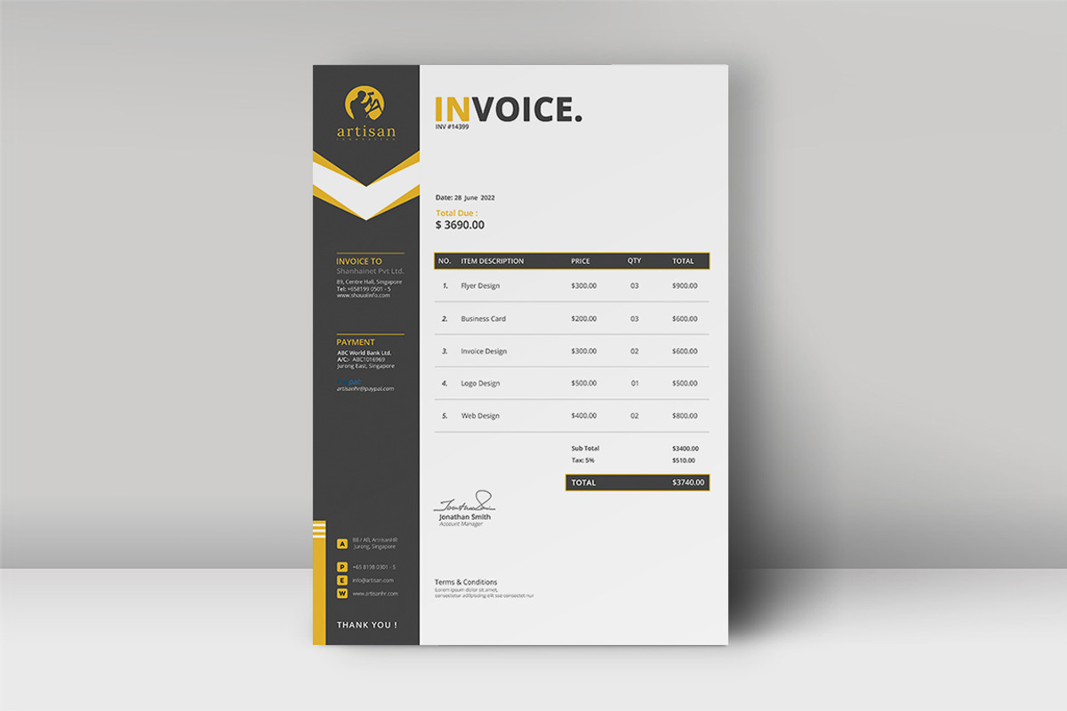 Invoice Template, a Stationery Template by artisanHR (Photo 3 of 3)