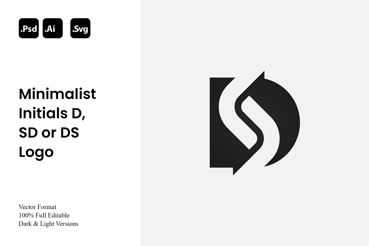 Minimalist Initials D, SD or DS Logo