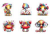 Whimsical Summer Sea Animals Clipart, an Illustration by CreationArt (Thumbnail 2 of 5)