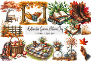 Watercolor Serene Autumn Day, an Illustration by DreamArtGraphic (Thumbnail 1 of 4)