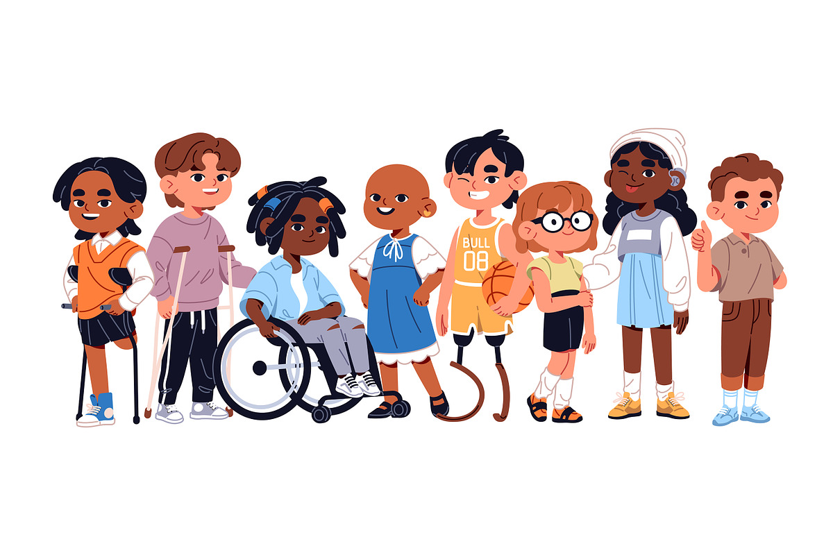 Diverse kids with disabilities set, a Person Illustration by PaperTrident (Photo 10 of 10)