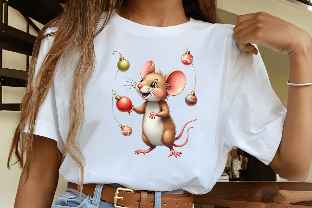Funny Christmas Mouse Watercolor Cli, an Illustration by CrexoraLab (Photo 4 of 5)